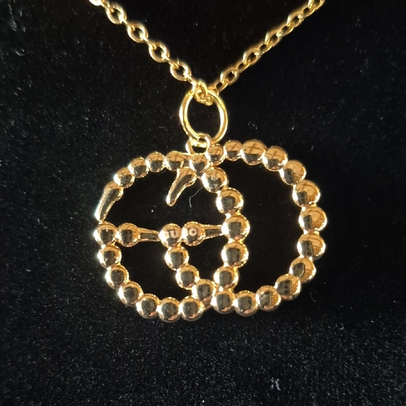 Luxurious Upcycled Gold Crystal Emblem Necklace #61 - Picture 2 of 2